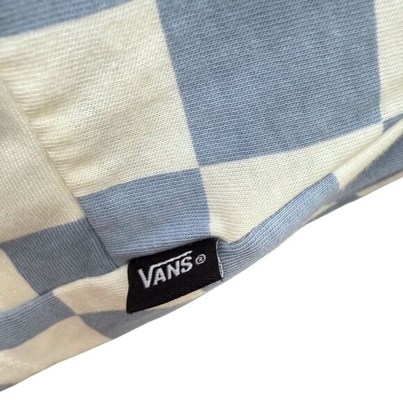 Vans Checkerboard Long Sleeve Tee Small Light Blue Twist Front Womens Top - Picture 12 of 13
